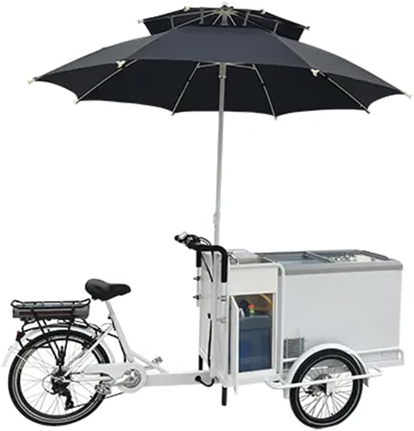 Electric Ice-Cream Tricycle | Portable 3-Wheel Vending Bike with 550W Motor and 41-Gallon Freezer Capacity