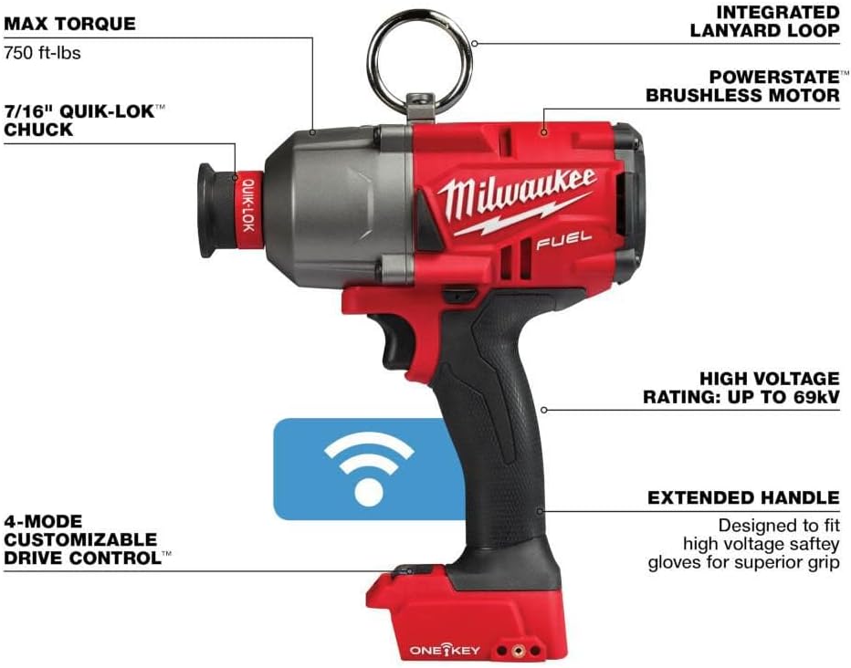 Milwaukee 2865-20 M18 FUEL 7/16 in. Hex Utility High-Torque Impact Wrench with ONE-KEY (Tool Only)