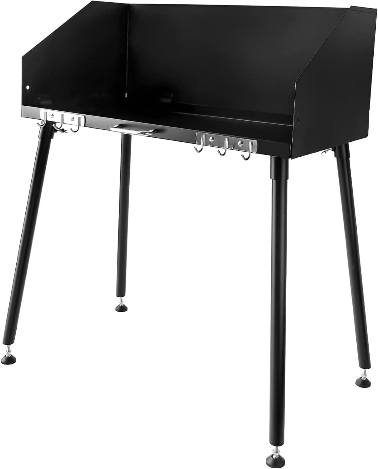 Carbon Steel Dutch Oven Camp Cooking Table with Three-Sided Windscreen and Four Legs for Grill Travel, Outdoor Picnic, Beach, BBQ, Backyards,38x16