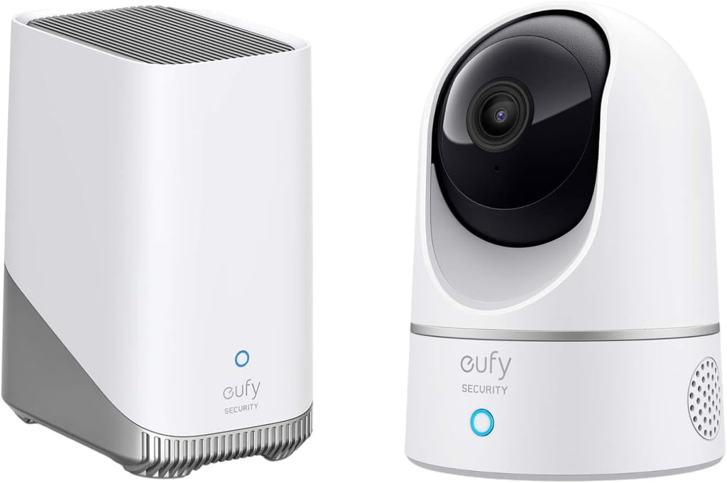 eufy Security Indoor Cam E220, Camera for Home Security, Pan & Tilt, Dog/Pet Camera, 2K Wi-Fi Plug-in+HomeBase 3,eufy Edge Security Center, Local Expandable Storage up to 16TB, No Mothly Fee(Bundle)