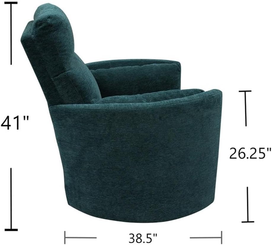 Pemberly Row Polyester Power Swivel Glider Recliner in Peacock Blue with USB Charging Ports and 2 Comfort Pillows for Living Room