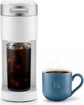 K-Iced Plus Single-Serve Coffee Maker & Espresso Machine - Brews Iced & Hot Coffee, Compact Design, Fits Travel Mugs, 46 oz Removable Water Reservoir, Auto Shut-Off, KCup Compatible, White