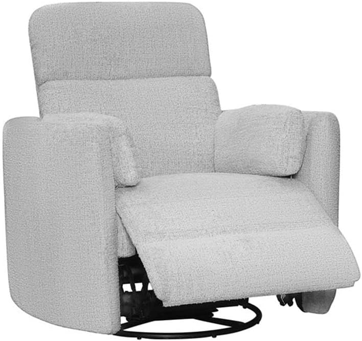 Pemberly Row Manual Glider Recliner Swivel Accent Chair, Upholstered Seating Chair Featuring Manual Recline with Glider and Swivel Functions, Angora Linen Finish