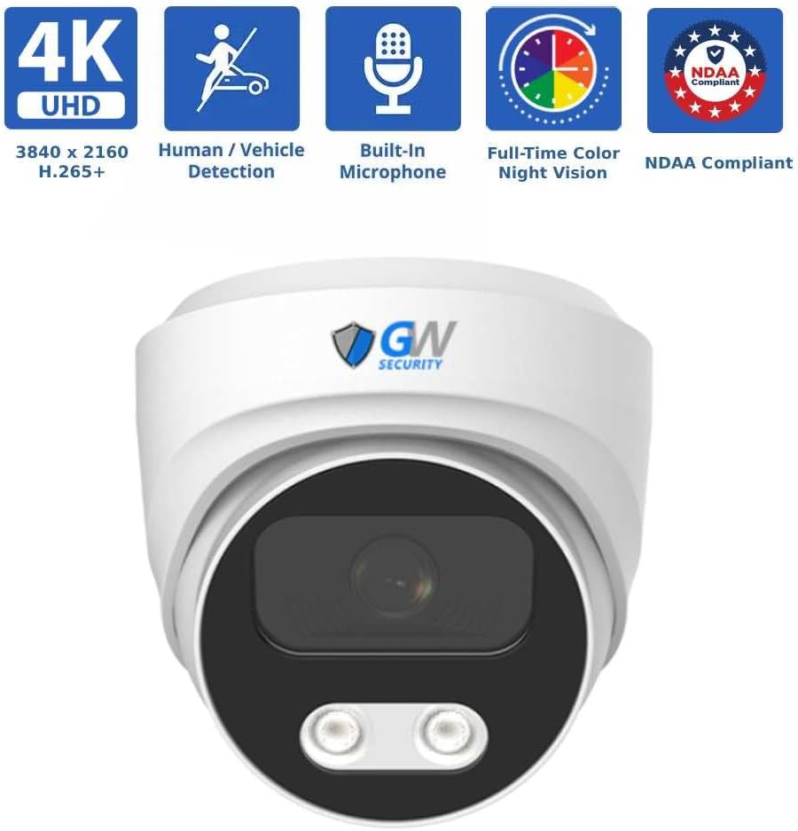 GW Security 16 Channel 12MP NVR 4K Security Camera System with 16 x 8MP PoE Spotlight Color Night Vision Outdoor/Indoor Microphone Dome Cameras, Smart AI Human/Vehicle Detection