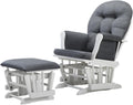 Angel Line Grayson Glider and Ottoman, White w/Dark Gray Cushion