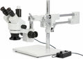 AmScope - 3.5X-90X Simul-Focal Stereo Zoom Microscope on Dual Arm Boom Stand with 144-LED Ring Light - SM-4TPZ-144