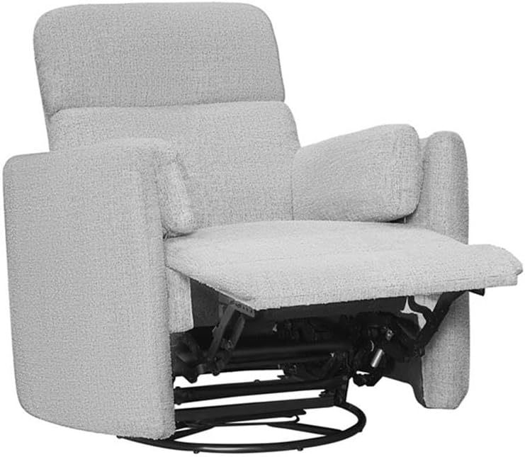 Pemberly Row Manual Glider Recliner Swivel Accent Chair, Upholstered Seating Chair Featuring Manual Recline with Glider and Swivel Functions, Angora Linen Finish