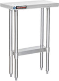 DuraSteel 24x12 Stainless Steel Work Table - NSF Commercial Prep Metal Table - Outdoor Pizza Oven Stand w/Under Shelf - Kitchen Island Laundry Utility Garage Microwave Stand Large Rolling Storage Cart