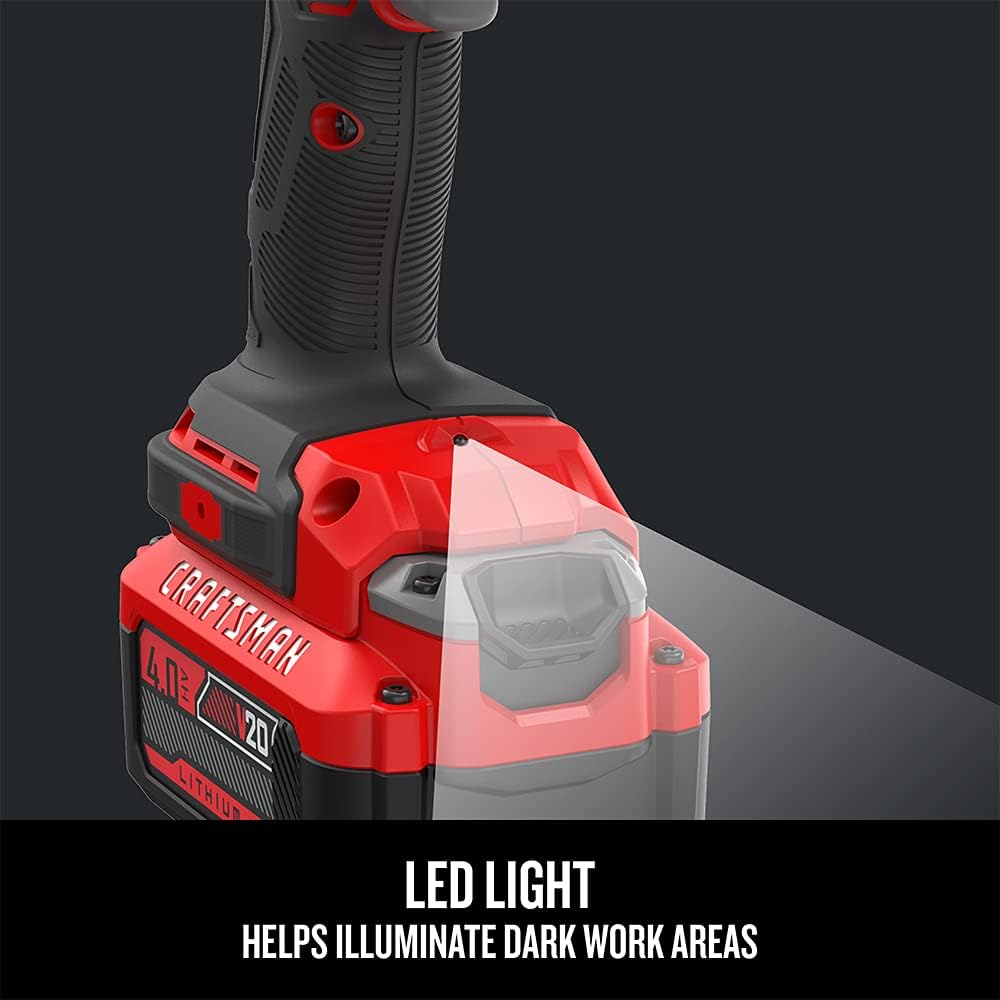 CRAFTSMAN V20 RP 1/2 inch Cordless Impact Wrench Kit, Brushless, 4Ah Battery and Charger Included (CMCF900M1)