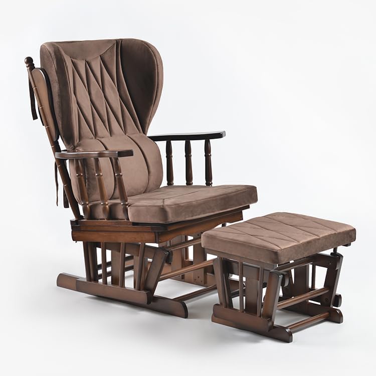Comfort Deluxe Glider Chair and Ottoman Set (Brown), Large
