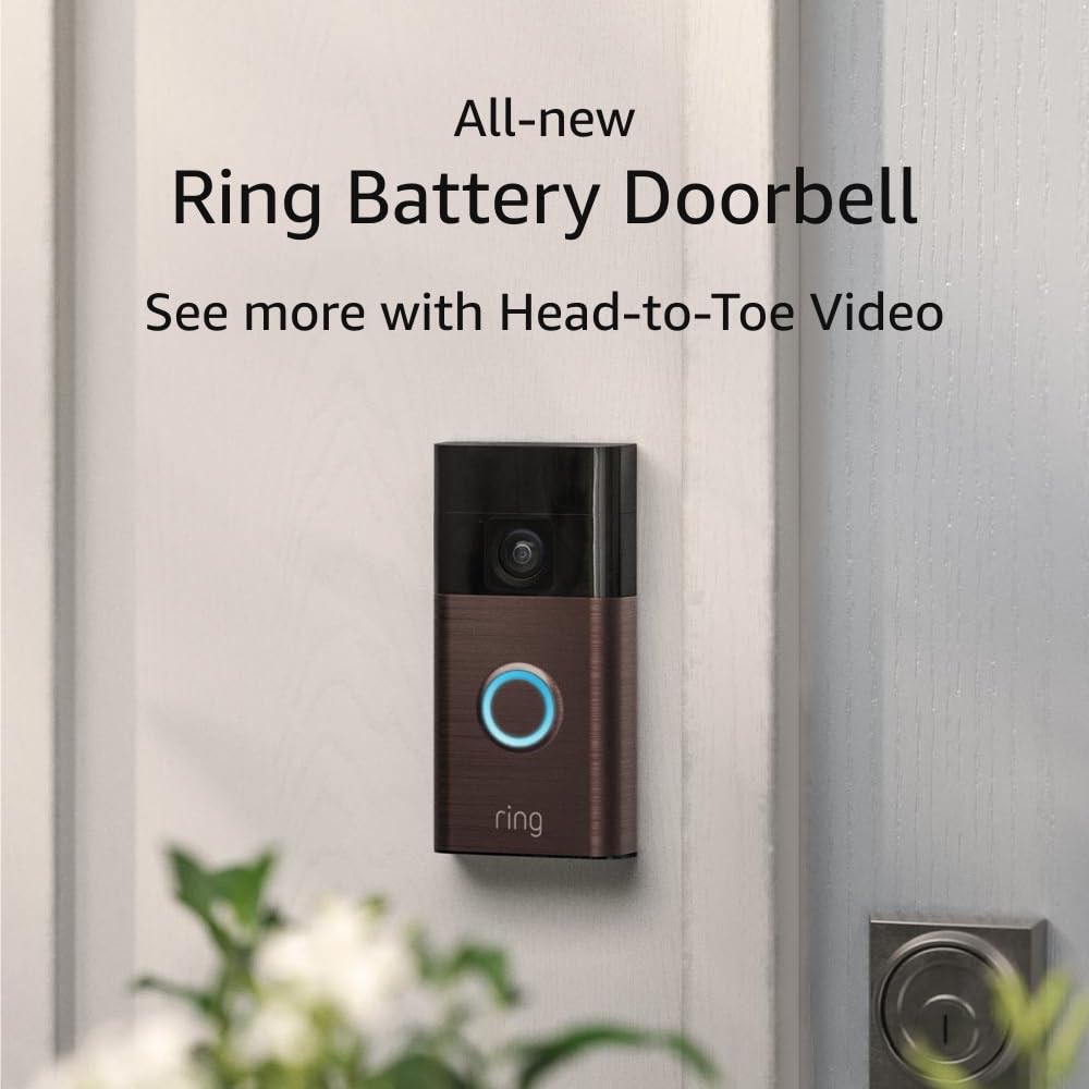 Battery Doorbell (Venetian Bronze) with Alarm 8-piece (White)