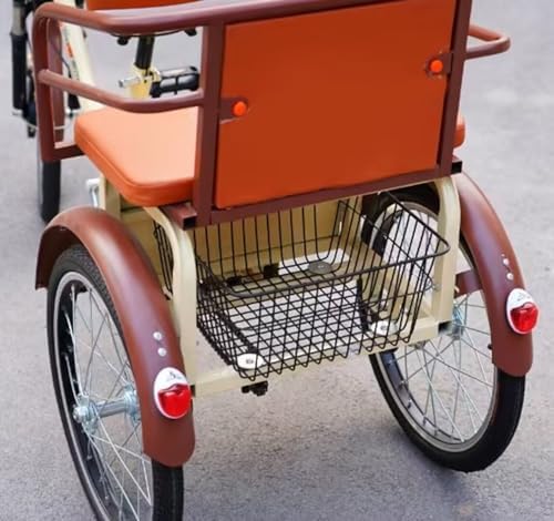 3-Wheel Cruiser Bike with Spoked Wheels, Rear Passenger Seat, Cargo Carrier, Dual Brakes, Folding Pedal Assist Trike for Men & Women, Front Suspension, Dual Chain Drive