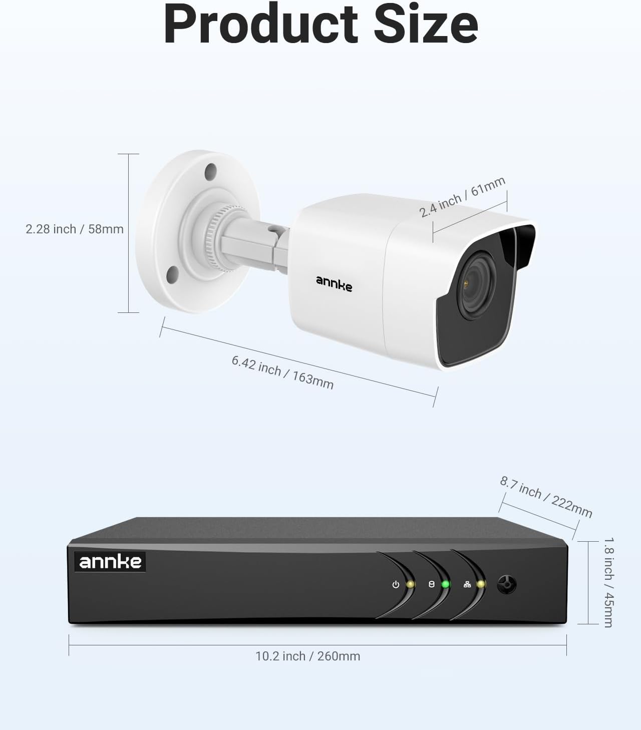ANNKE 8 Channel 8 Camera Security System H.265+ DVR Recorder with 2TB HDD and 8X 5MP(2560TVL) Outdoor CCTV Bullet Cameras, IP67 Weatherproof,100ft Night Vision, Email Alert, Remote Access