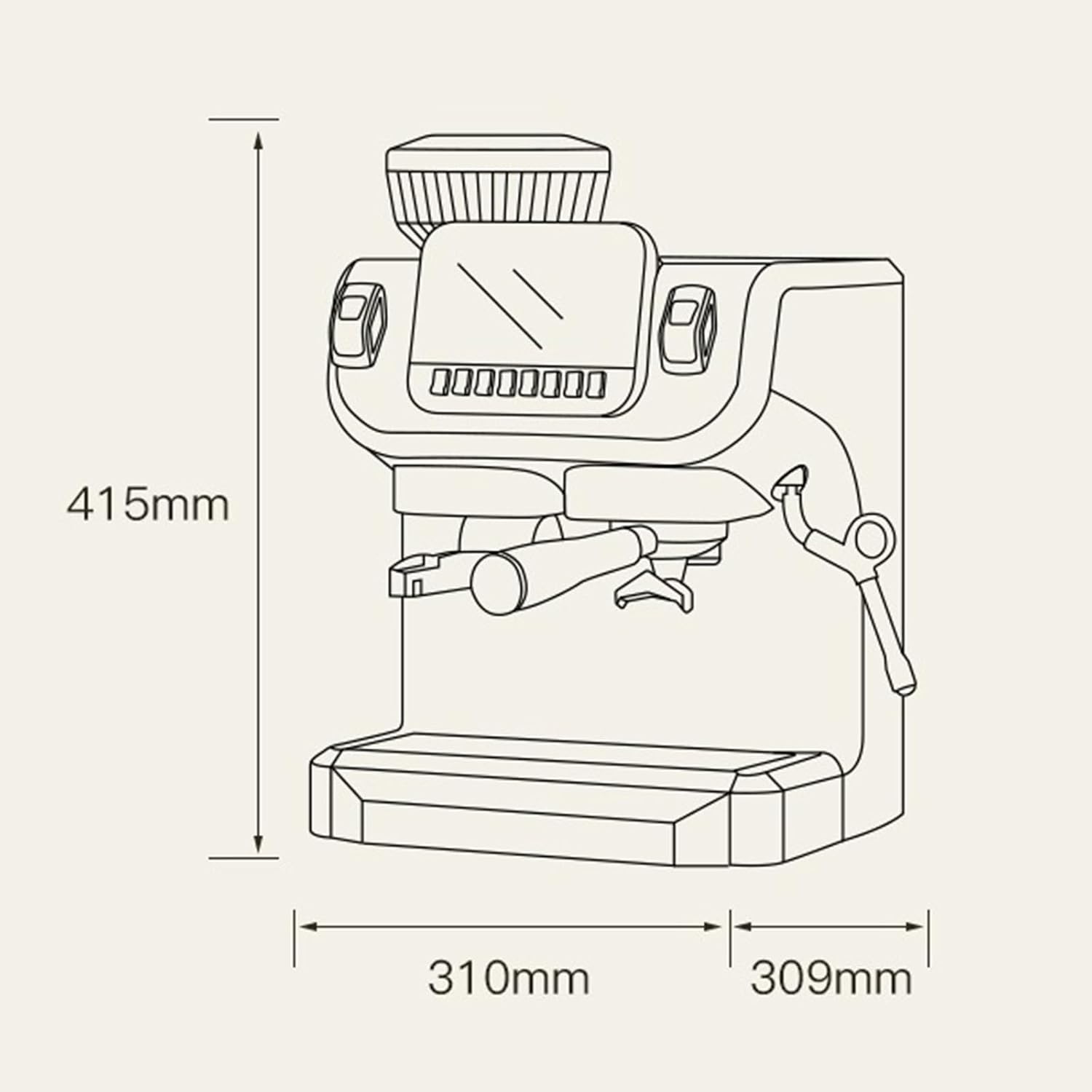 15 Bar Pump Professional Pressure Coffee Maker, Manual Espresso Machine, with Milk Frother/Steam Wand Compact Stainless Steel Coffee Maker