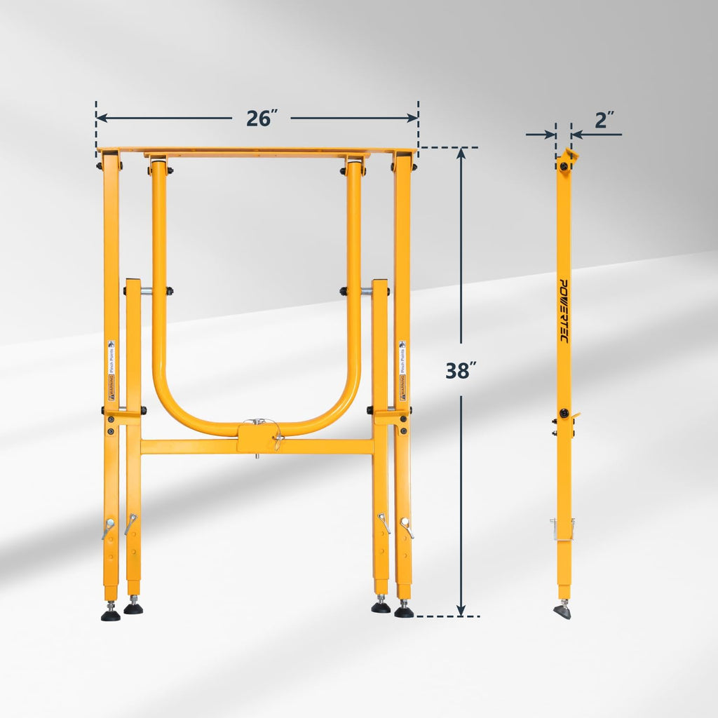 POWERTEC Folding Work Stand for Router Tabletop - Adjustable Height 32.7' to 35', Heavy Duty Steel, Portable Workbench Stand (UT1010)