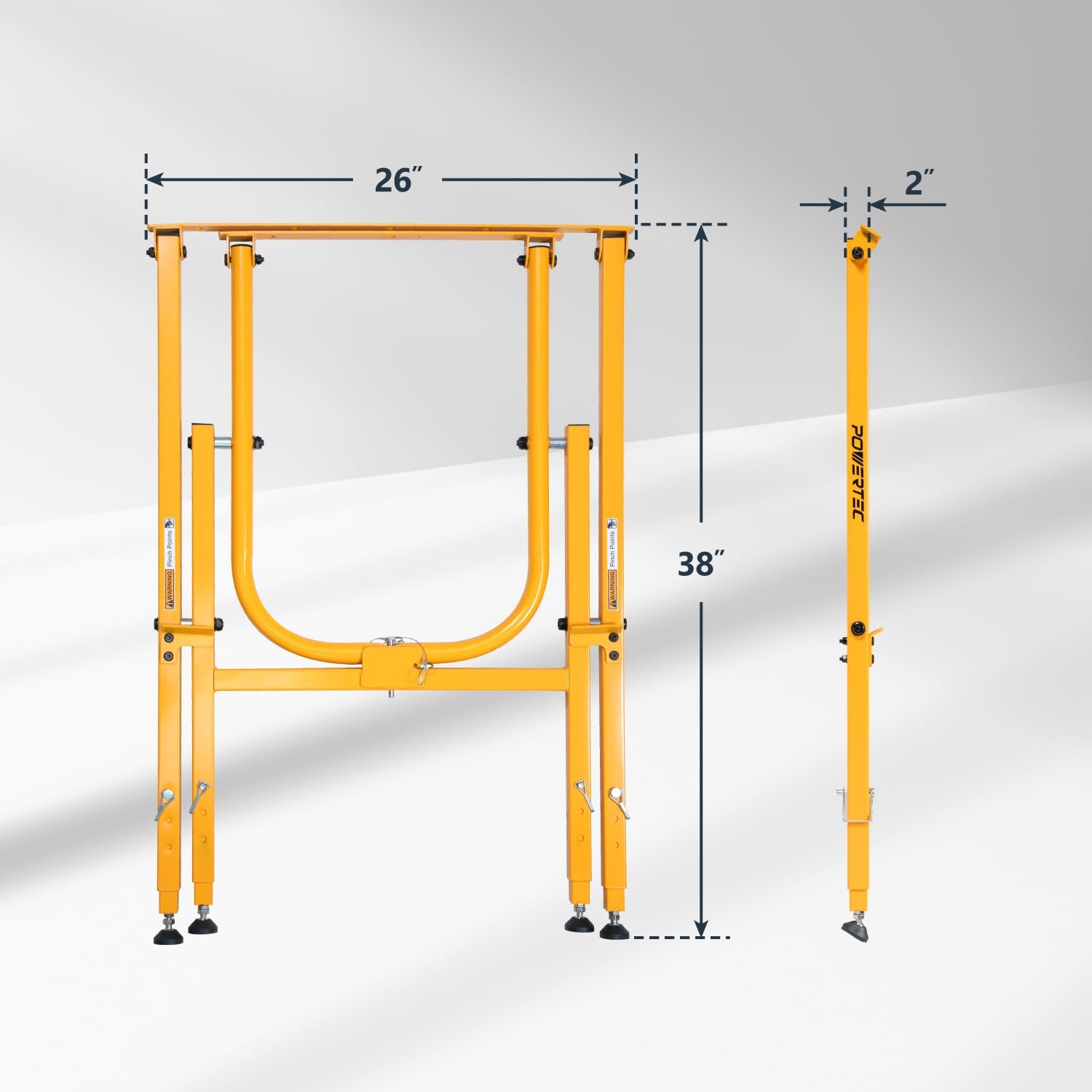 POWERTEC Folding Work Stand for Router Tabletop - Adjustable Height 32.7' to 35', Heavy Duty Steel, Portable Workbench Stand (UT1010)
