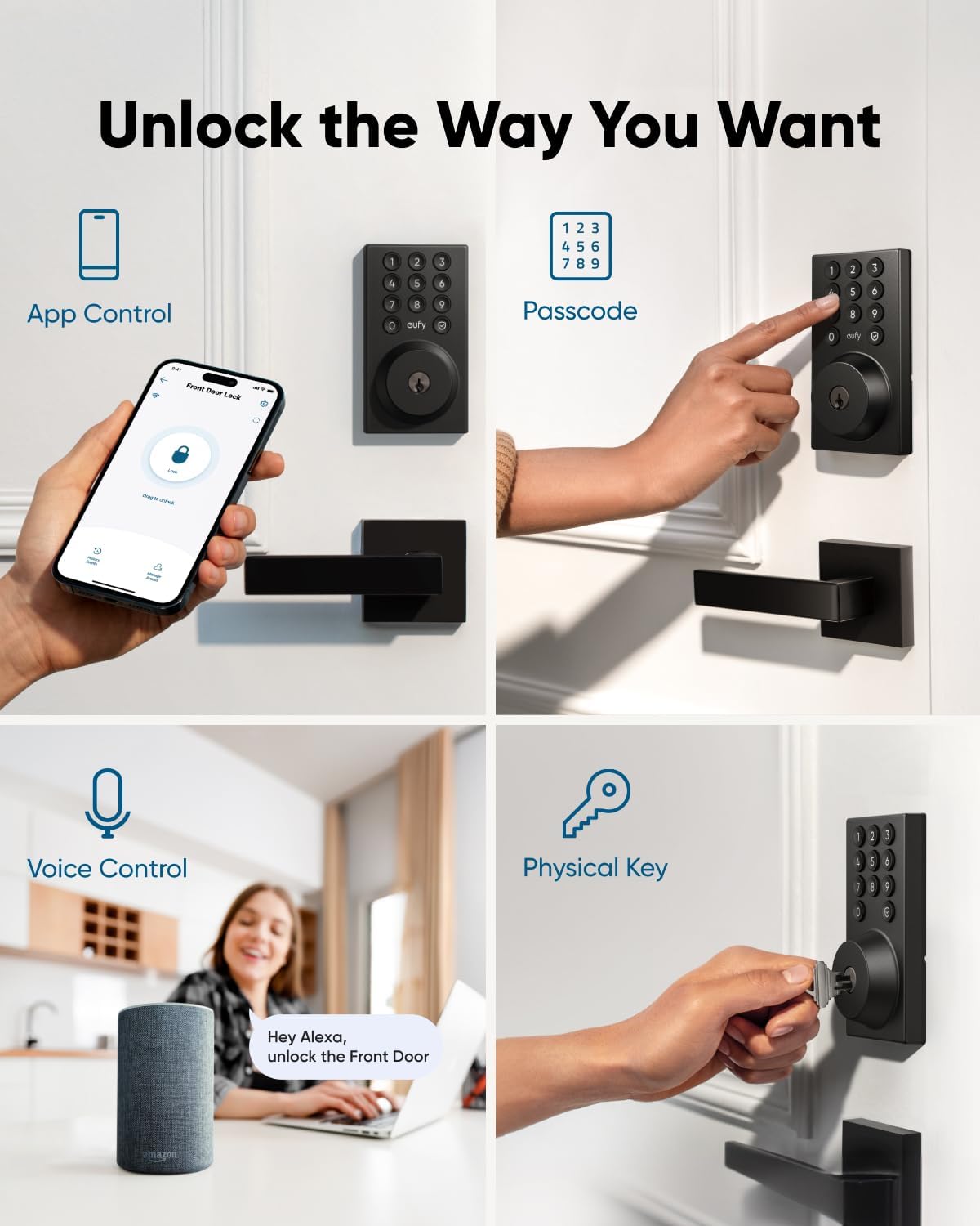 eufy Security Smart Lock C30 with Door Lever, Keyless Entry, Built-in WiFi Deadbolt for Front Door, No Bridge Required, Easy Installation, App Remote Control, Auto Lock
