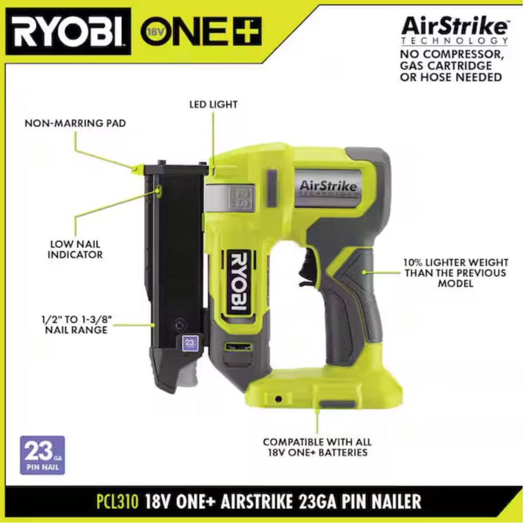 ONEAND 18V Cordless AIRSTRIKE 23-Gauge PIN Nailer Tool ONLY