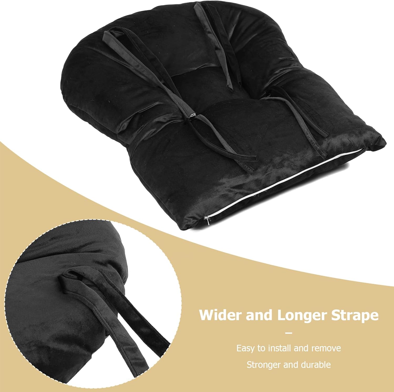5PCS Glider Rocker Replacement Cushions Thick Soft Velvet Glider Cushions Replacement Set with Ottoman Cushion and Storage Pockets, Black