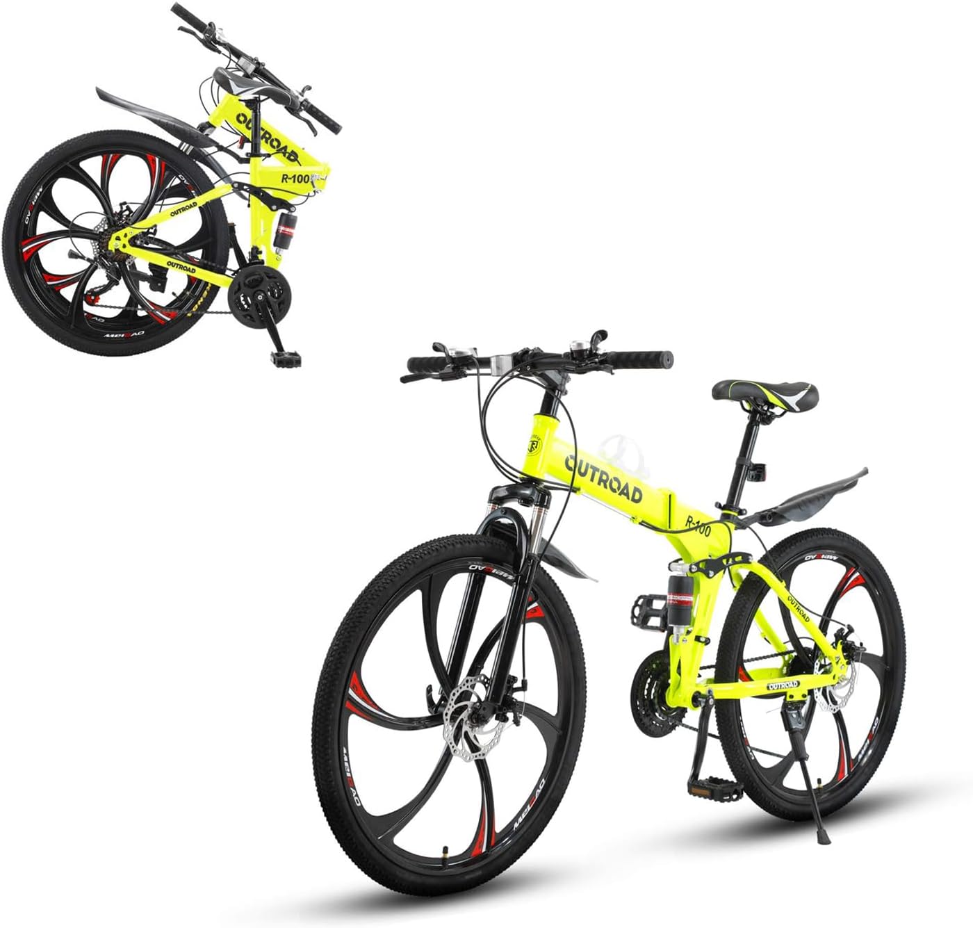 26 ich Folding Mountain Bike, 21 Speed High Carbon Steel Mountain Bike for Adults with 26 Inches Durable Tires, Front Suspension Folding Bicycle for Women and Man | 26 ich, High Carbon Steel, Durable Tires, Front Suspension, Folding Bicycle