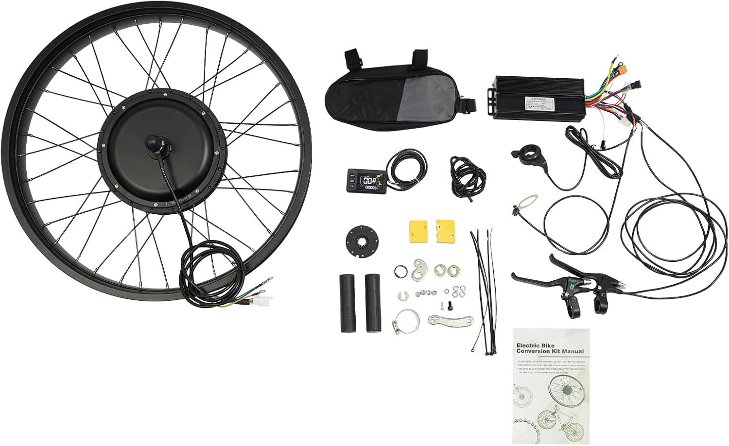 LOYALHEARTDY 700C/20/24/26/ Inch Front Wheel Hub Ebike Conversion Kit, Front Wheel Electric Bicycle Kit Front Wheel Hub Motor with Controller, LCD Display, PAS (No Batteries)