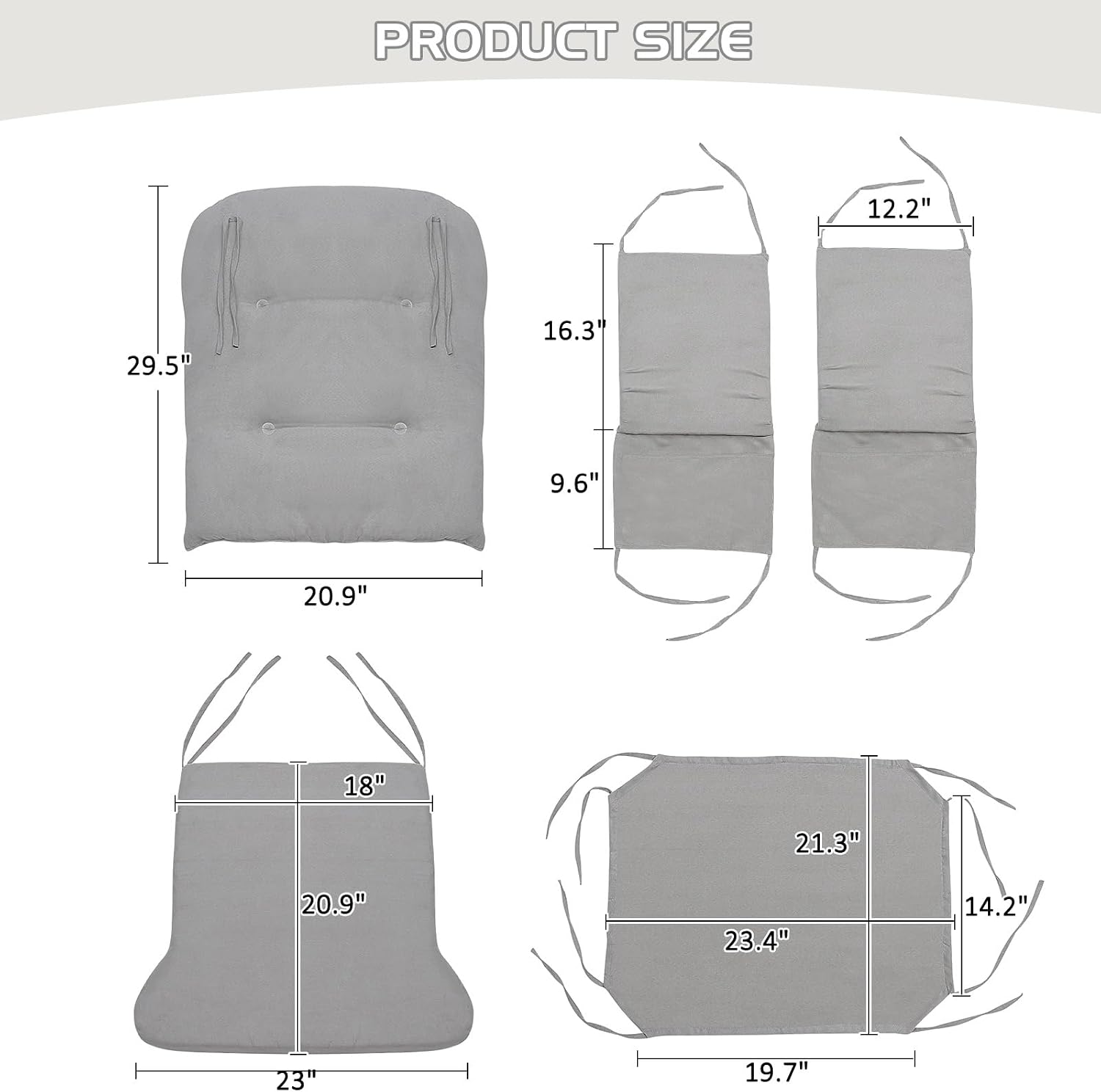 BECHAEO 5PCS Suede Glider Rocker Replacement Cushions with Ottoman Cover Thicken Soft Rocking Chair Cushion Set for Indoor Nursery Glider Rocking Chair, Light Gray