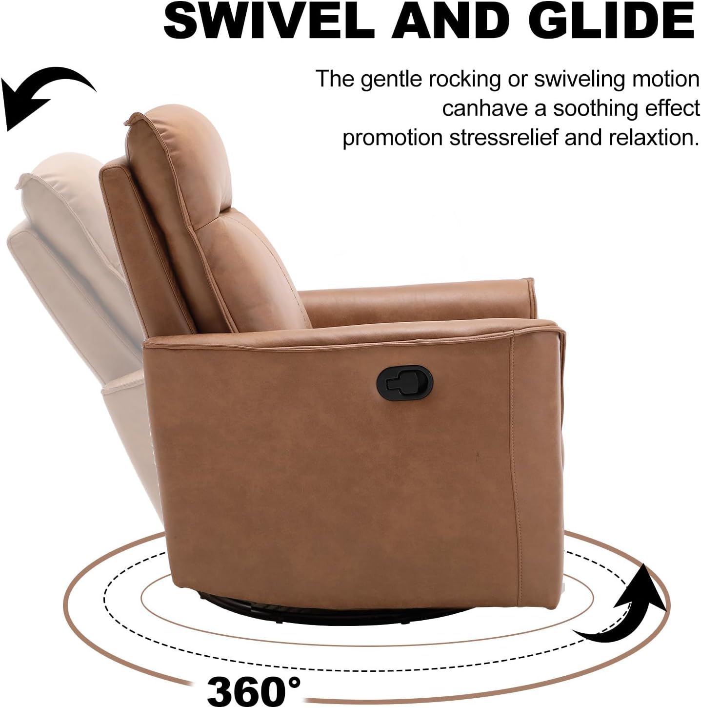 EBELLO Manual Recliner Sofa Furniture Set for Living Room, Included 1 Seat Swivel Glider Recliner Chair and a Wall-Hugger 2 Seat Loveseat Reclining Couch for Home, Office, Brown