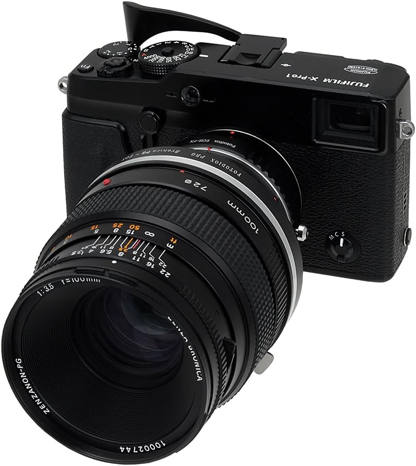 Fotodiox Pro Lens Mount Double Adapter Bronica GS-1 (PG) and Canon EF/EF-s Lenses to Fuji Film X-Series Mirrorless Cameras (X-Mount)