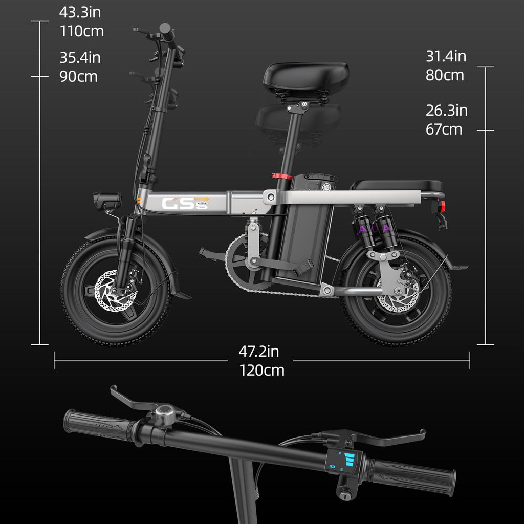 Heavy-Duty Foldable Electric Bike for Adults with 7-Shock Suspension, 500+ lbs Capacity, 740W Motor, 25MPH, 720Wh Battery, 20 Mile Range, 14' Fat Tires Commuter Electric Bicycles for Road & Mountain