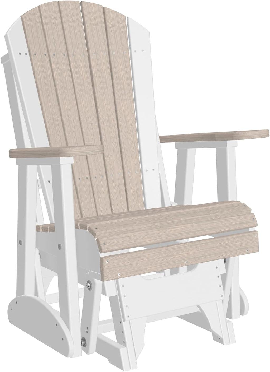 LuxCraft 2' Adirondack Glider Chair, Outdoor Patio Rocking Glider, Gliding Rocker for Outside (Birch & White)