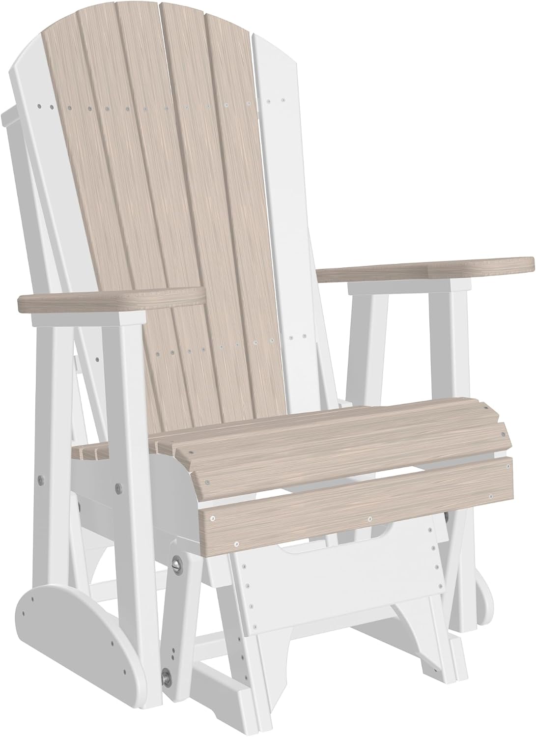 LuxCraft 2' Adirondack Glider Chair, Outdoor Patio Rocking Glider, Gliding Rocker for Outside (Birch & White)