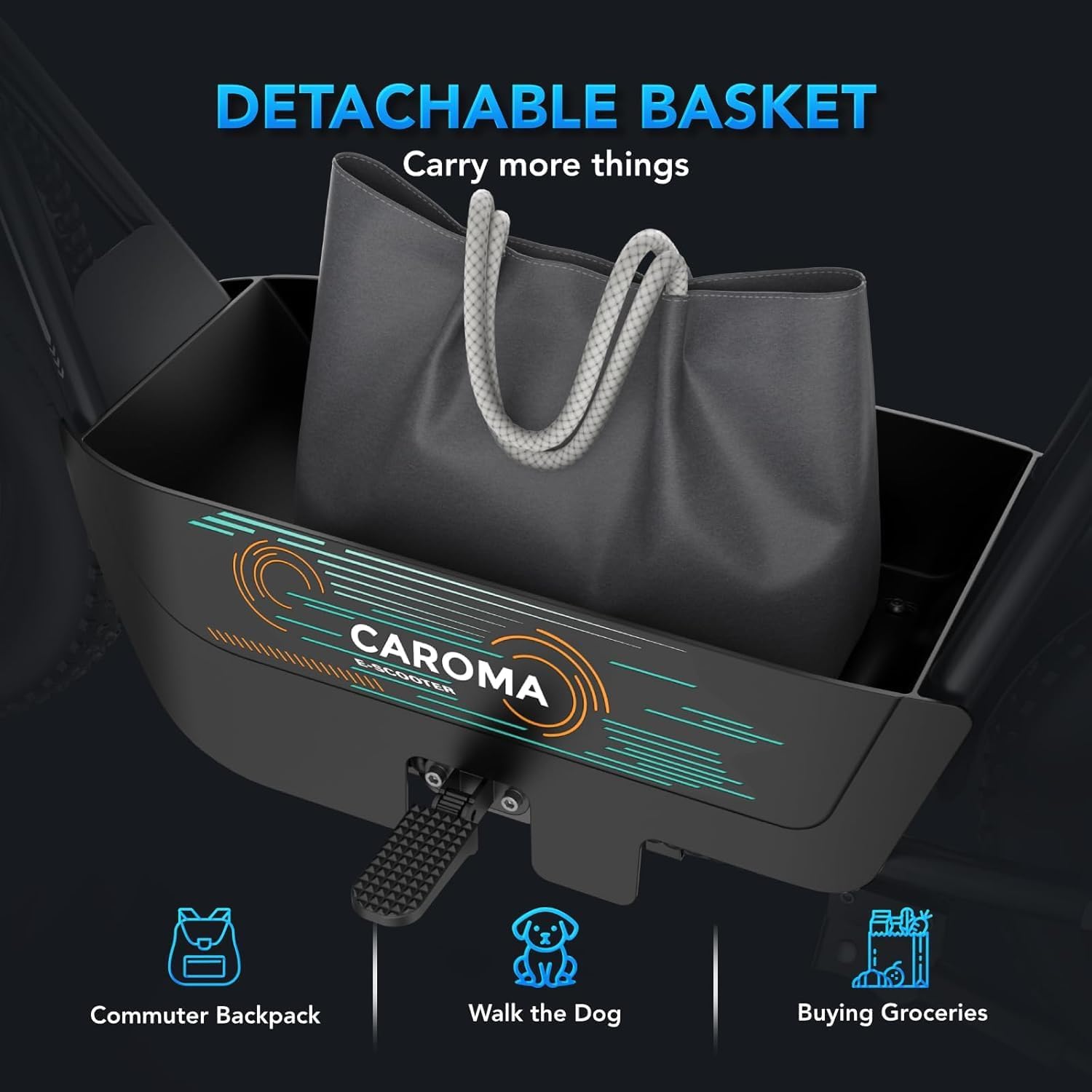 Caroma Peak 1200W Electric Scooter with Seat, 16' Fat Tire Electric Dirt Bike, Max 30Miles Ranges, Top Speed 20Mph, Electric Motorcycle Mini Bike with Basket for Pets & Cargo, UL 2272 Certified