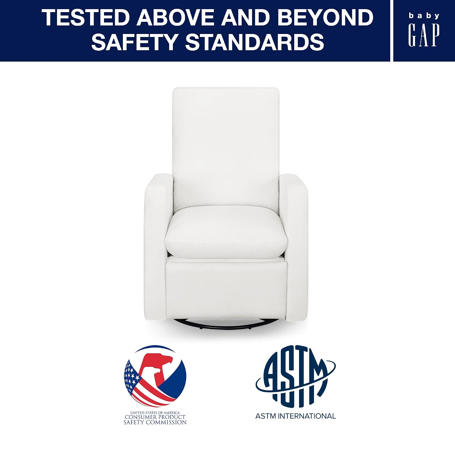 GAP babyGap Cloud Recliner with LiveSmart Evolve - Sustainable Performance Fabric, Artic