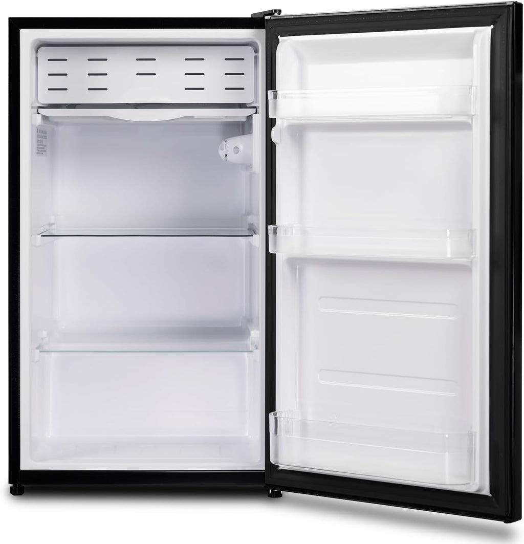 3.2 Cu.Ft Small Refrigerator Single Door, Mini Fridge for Bedroom Office Dorm Kitchen Undercounter, Compact Cooler with Removable Glass Shelves Quite Operation, Black