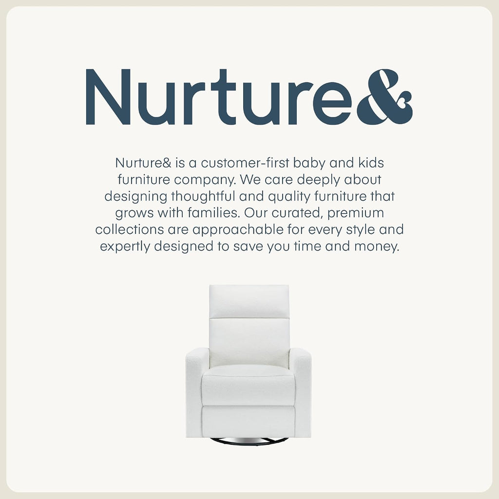 Nurture& The Glider Plus - Premium Nursery Power Recliner | Swivel Chair with Adjustable Head Support and Adjustable Lumbar Support | Built-in USB - The Ultimate Comfort for Nursing, Relaxing (Boucle)