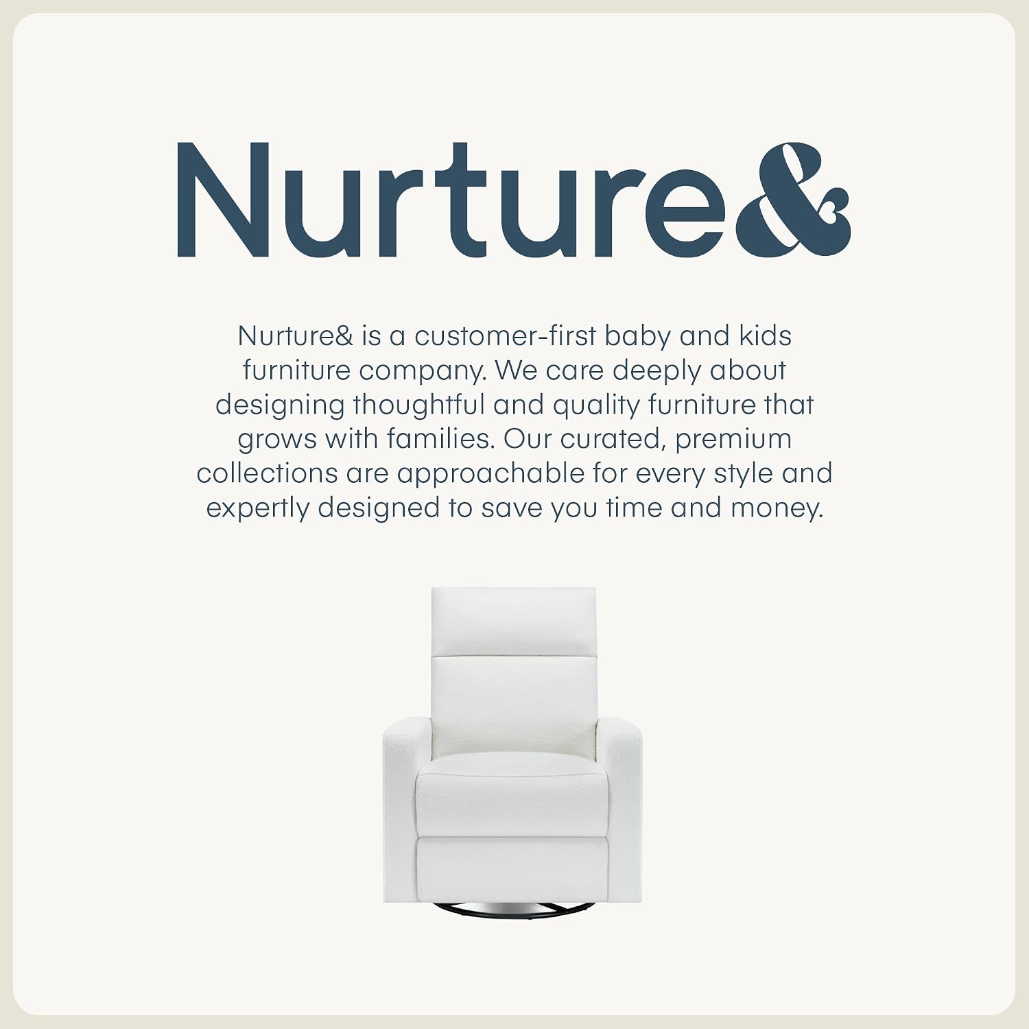 Nurture& The Glider Plus - Premium Nursery Power Recliner | Swivel Chair with Adjustable Head Support and Adjustable Lumbar Support | Built-in USB - The Ultimate Comfort for Nursing, Relaxing (Boucle)
