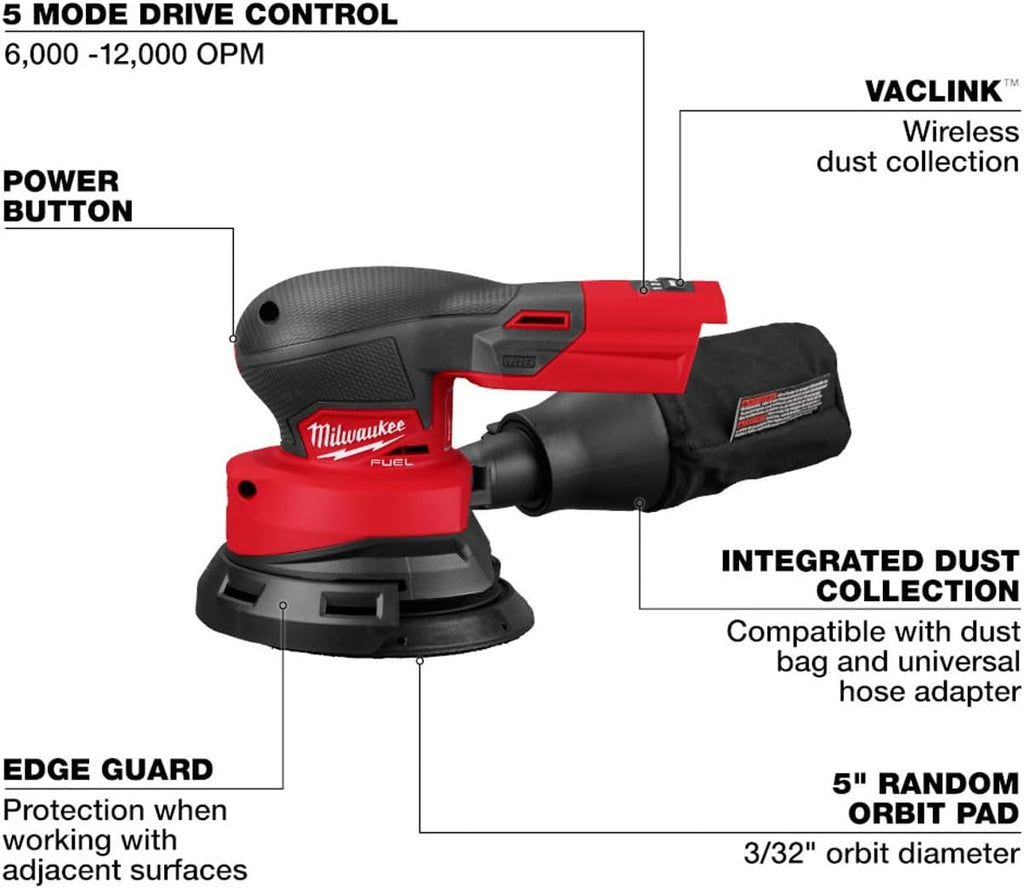 Milwaukee Electric - M18 Fuel 5 INCH Random Orbital Sander