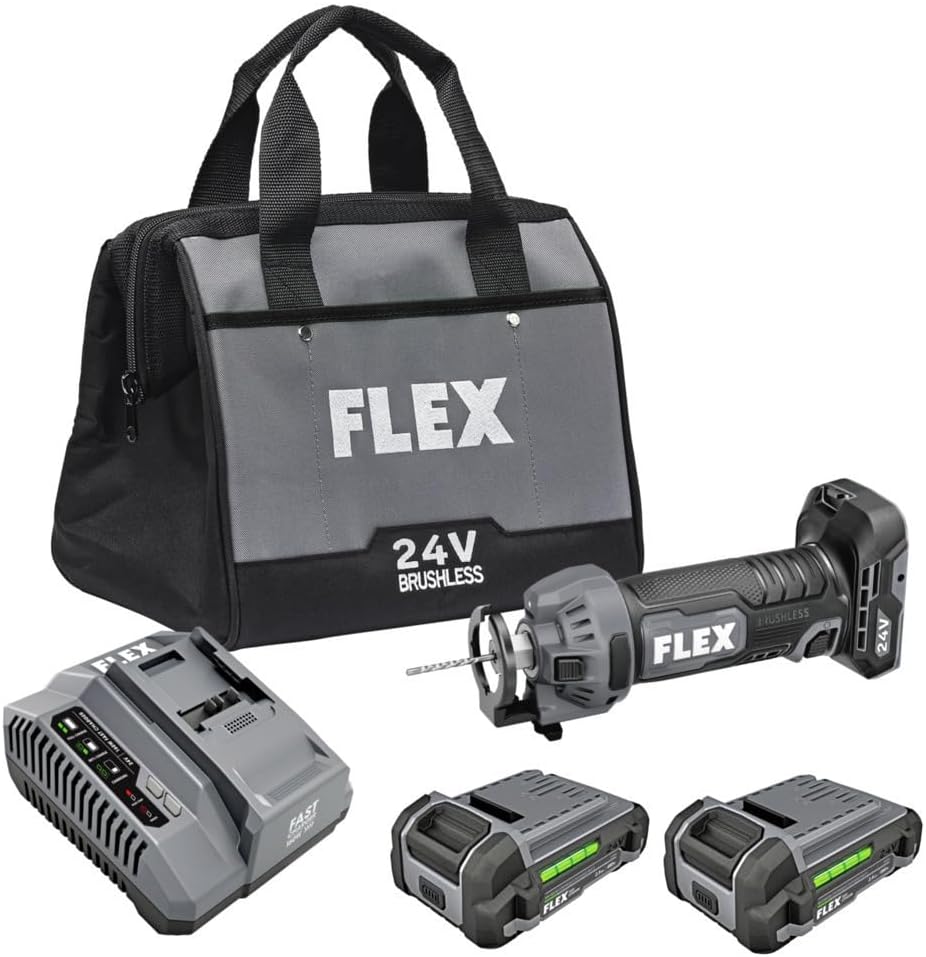 FLEX 24V Brushless Cordless Drywall Cut Out Tool Kit with (2) 2.5Ah Batteries and 160W Fast Charger - FX2471-2A