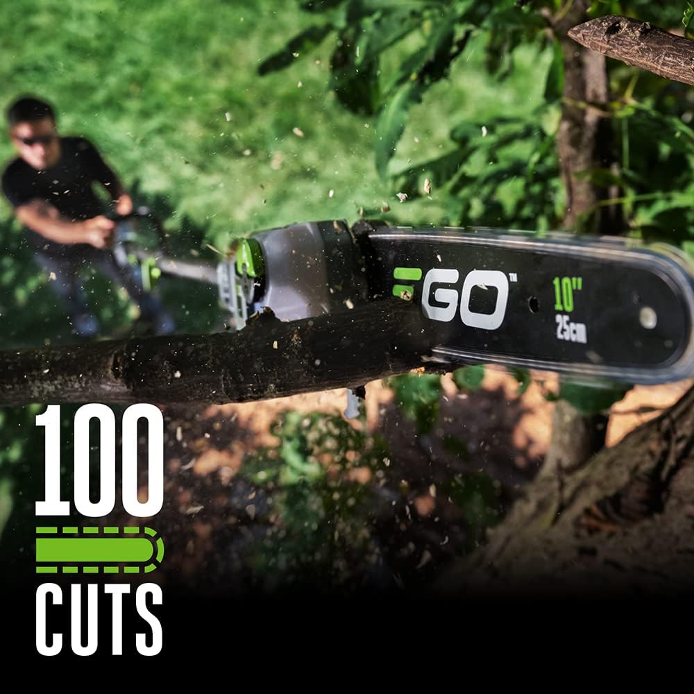 EGO Power+ Pole Saw for Tree Trimming, Cordless Electric Pole Saw with Telescopic LED Cut Line Indicator, Includes 56V 2.5Ah Battery and Charger - PS1001