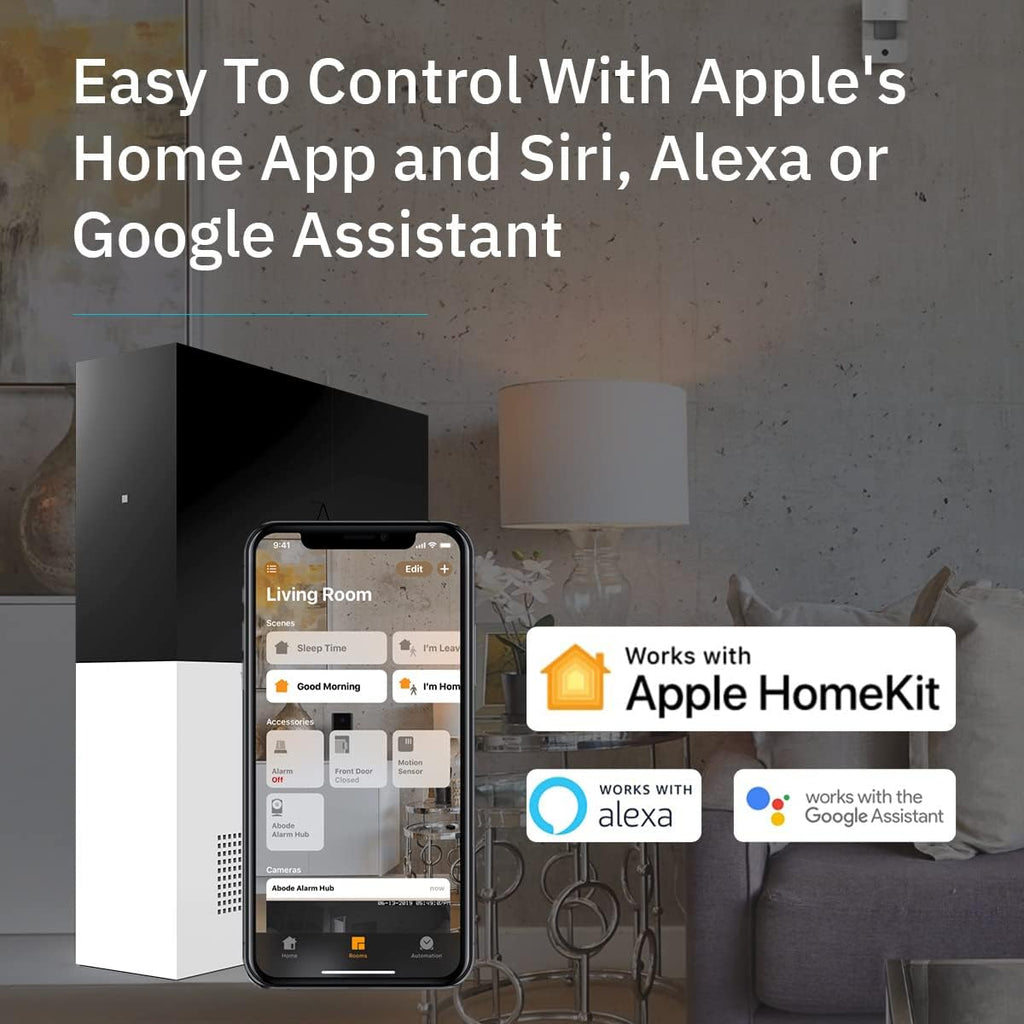 Abode 4 Piece Wireless Smart Security System - Works with Apple HomeKit, Z-Wave and Zigbee Devices - Expandable to Protect Your Whole Home - Easy DIY Installation - Optional Professional Monitoring