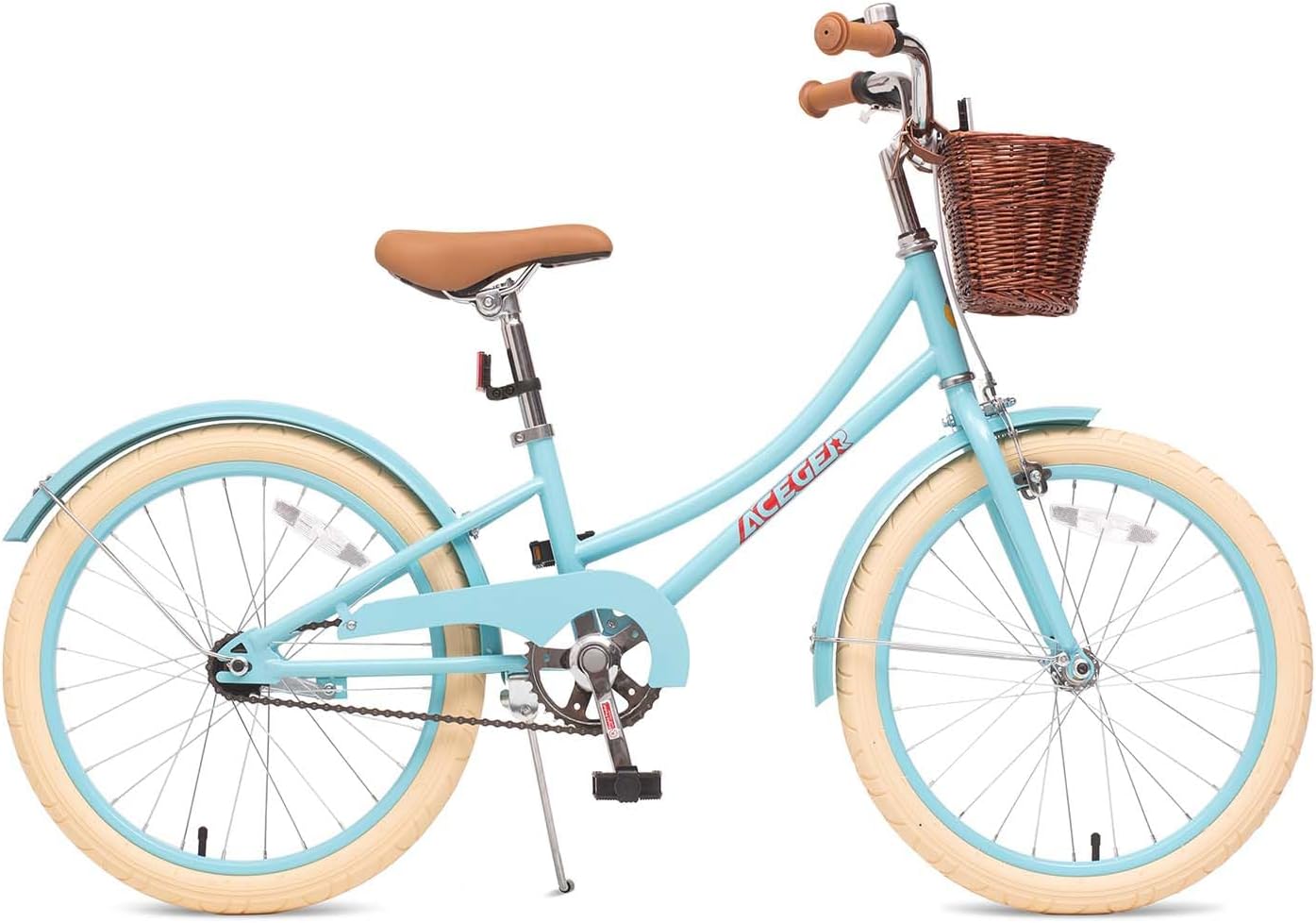 ACEGER Retro Princess Kids Bike with Basket for 3-12 Years Old Girls, Included Coaster Brake & Caliper Brake, 14 16 18 Inch with Training Wheels, 20 Inch with Kickstand, Vintage Bicycle for Gifts.