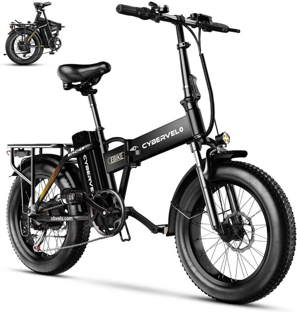 1000W Folding Electric Bike, 48V 20AH Large Removable Battery E Bike, 30+MPH, 80 Miles Max Range, 20' Fat Tire Electric Bike for Adults, Adult Electric Bicycles for Commute, 7-Speed