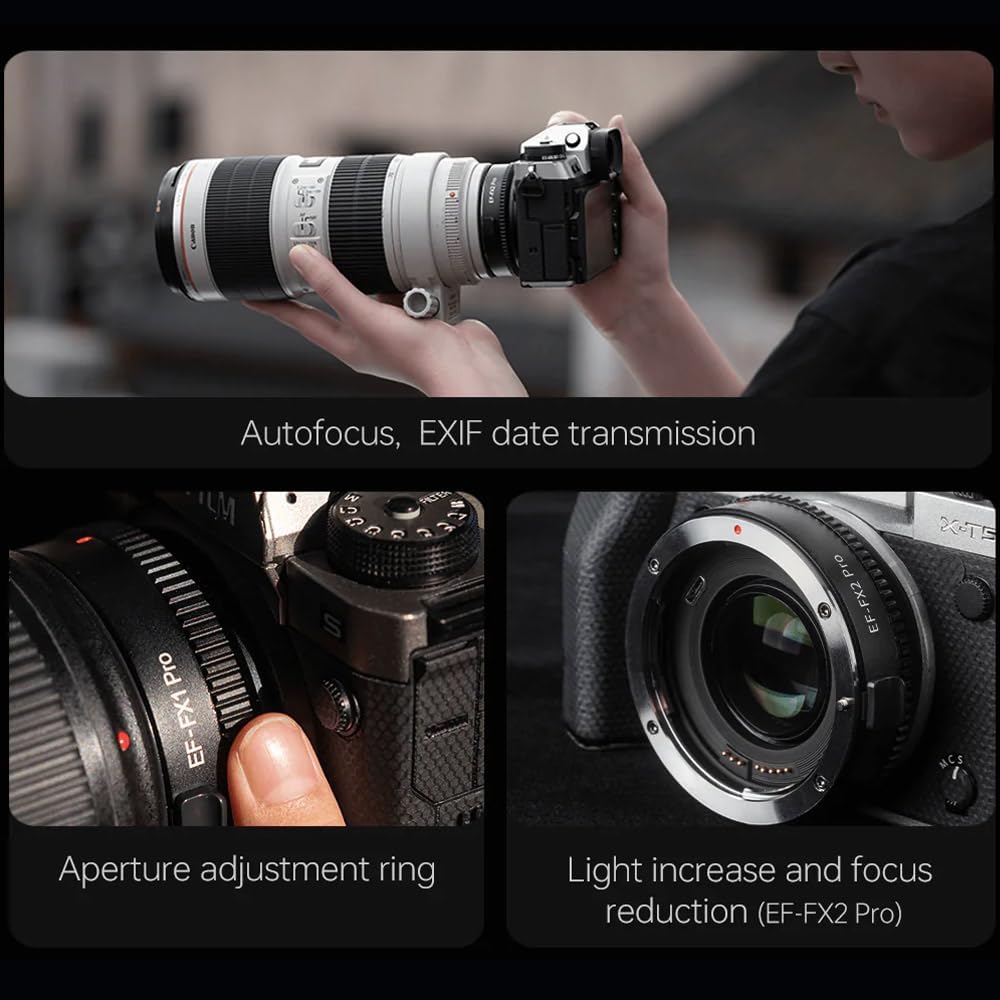 VILTROX EF-FX2 Pro Lens Mount Adapter Auto Focus Ring Adapter 0.71x Reducer Speed Booster with Security Lock Compatible for Canon EF Mount Lens to Fuji X-Mount Camera X-T20 X-T10 X-T100 X-PRO2 X-A20