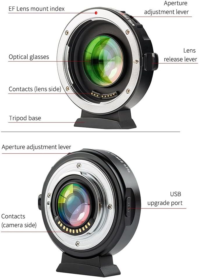 VILTROX EF-M2II 0.71x Speed Booster Focal Reducer Lens Adapter Auto Focus for Canon EF Lens to M43 Mount Camera GH4 GH5 GF6 GH5M2 G100 G95 G85 OM-1 EM-1 E-M1X E-M1 iii E-M5 iii E-M10 iv E-M10 iii