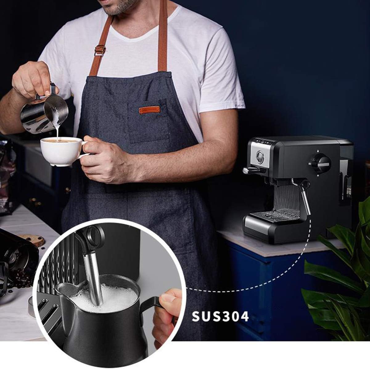 Coffee Machine Coffee Machine Espresso Coffee Machine Maker 20 Bar, Capuccino, Frothing Milk Foam, 1250W,Steam Nozzle Capacity 0.97L Removable Drip Tray