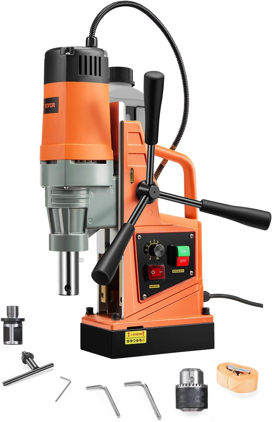 VEVOR Mag Drill Press, 1550W 2' Boring Diameter, 2922lbf Power Magnetic Drill, 500 PRM, 10-Speed, Electric Drilling Machine for Metal Surface, Industrial and Home Improvement