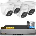 (2026 Update) 4K PoE Security Camera System, 4 Wired Dome Cameras Outdoor Indoor, 130° Wide Angle, 8CH NVR with 2TB HDD, Built-in Mic, Free App Remote Access, No Monthly Fee, 60 Days Recording