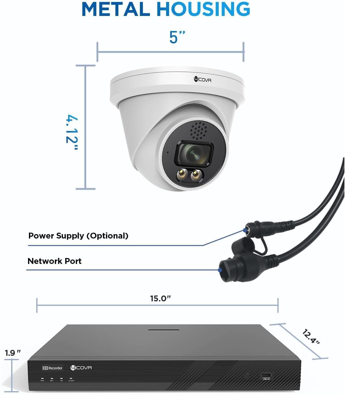 4COVR 12MP Security Camera System 16 Channel PoE for Business, 8X 12MP Wired IP Cameras IP67, 2-Way Audio Talk, Person Vehicle Detection & Smart Color Night Vision, UltraHD NVR 4TB HDD, LY97KAAM1608