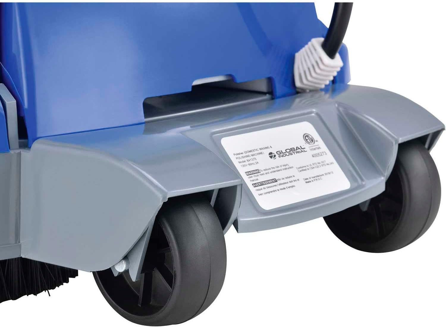 Global Industrial Mini Floor Scrubber With Floor Pads, 11' Cleaning Path, Dual Nylon Scrub Brushes, Cleans & Polishes Tile, Wood, Marble and other Hard Floors