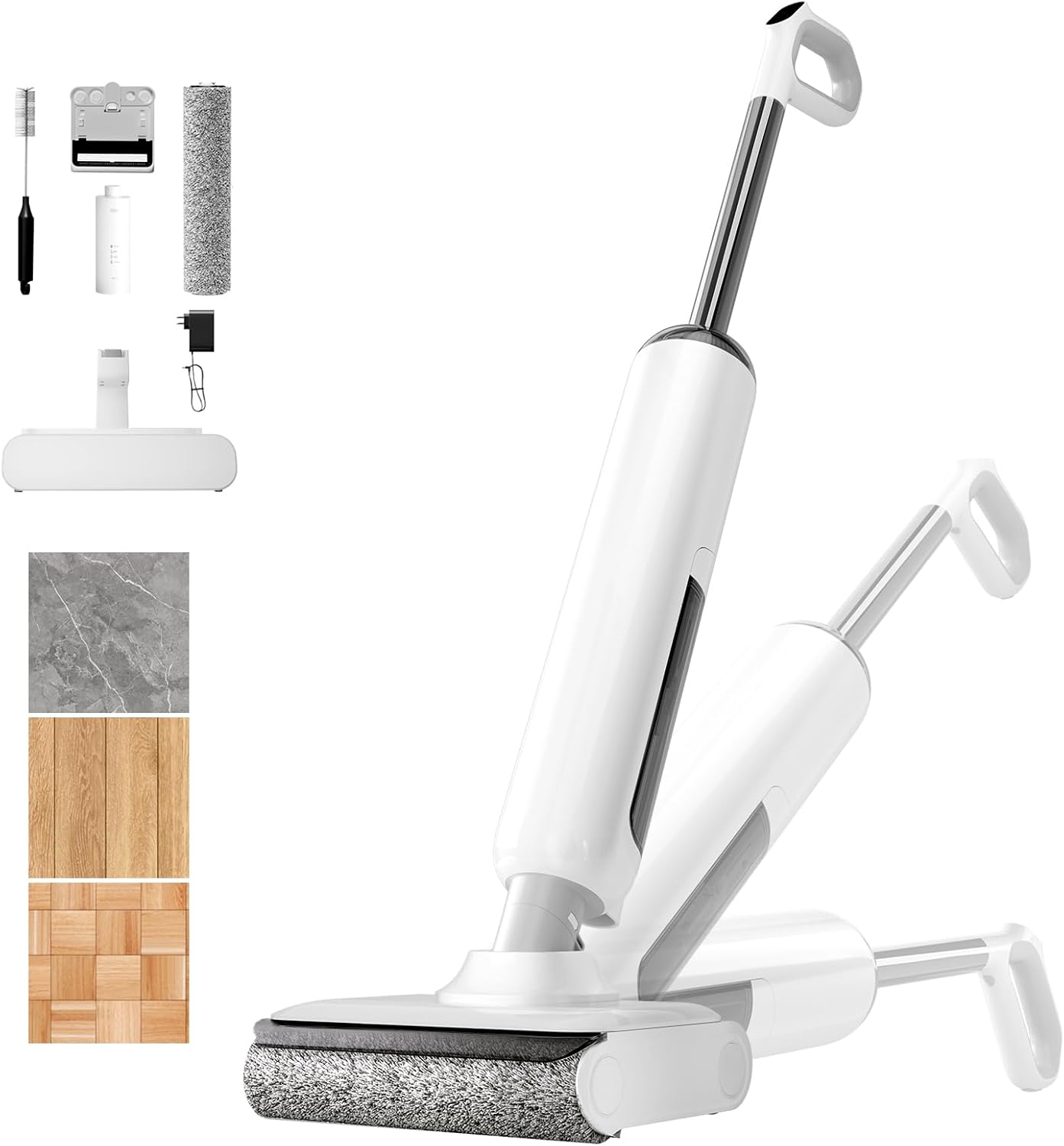Wet Dry Vacuum Mop - Self-Cleaning Floor Washer with 180°Lie-Flat & 0 Hair Tangle, Self-Propelled Edge Cleaning, 60Min Runtime, Designed for Pet Hair, Kids' Spills & Daily Household Cleaning